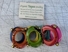 Organic Tagua Nut, Acai Seeds Bracelet Rainbow Handmade Ecuador Jewelry