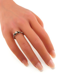 Signed D.R.S. 925 Sterling Silver Mermaids & Pearl Band Ring SZ 7 (snug)