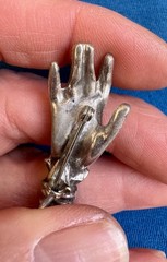 Vintage Cast Pewter Victorian sleeved Hand pin/pendant