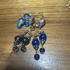 4 Sets Flower cap glass bead earrings, glass beads jewelry, handmade jewelry,