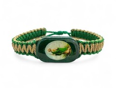 St. Jude Reversible Adjustable Green Gold Plated Bracelet San Judas Pulsera New