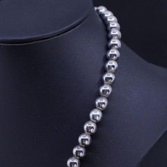 19” 8mm, vintage sterling silver 925 8mm bead handmade necklace