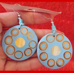 Blue Tagua Nut Disc Earrings