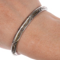 6.12″ vintage Navajo heavily stamped carinated sterling silver cuff bracelet
