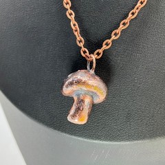 Copper Necklace Mushroom Fungi Mini Small Toadstool Handmade Jewelry Pendant #1