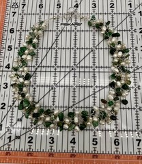 Artisan-Made Collar Necklace .999 Fine Silver W/Jade Chips And Freshwater Pearls