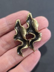 Handmade Modernist Withered Leaf Brass Stud Drop Earrings