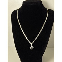 925 Sterling Silver Celtic Witch Knot Pendant Necklace 18 Inch Curb Chain Italy