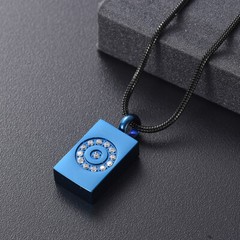 Square Cremation Urn Necklace for Ashes Memorial Pendant Stainless Steel Jewelry