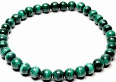 Natural Congo Malachite Bead Bracelet 6mm Stretch 6.75” Green Stone Unisex Gift