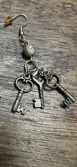 Silver Skeleton/Decorative Key Dangle Handcrafted Earrings Vintage