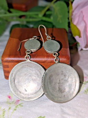 Vintage Style Turquoise Mosaic Dangle Earrings Silver Tone Boho Southwestern