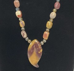 Natural Tumbled Orange Red Yellow Stone Beaded Statement Necklace Boho