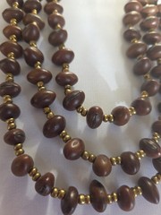 Handcrafted Tagua, Celebro Seeds Organic Necklce Brown Bronze made In Ecuador