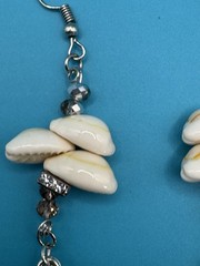 Artisan Made Silver Tone Shell Crystal Seahorse Dangle Earrings