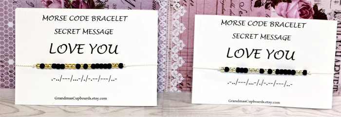 Morse Code Bracelet, LOVE YOU, Adjustable, Hidden Message/Custom/Name/Stackable