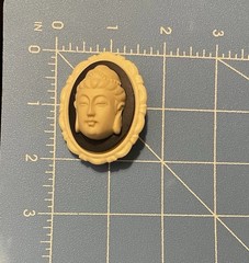 Cameo Buddha Siddhartha Gautama Religious Asian Gothic Black & White Pin Brooch