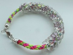 Bracelet KUMIHIMO SERPANTINE ~ 16cm (6,3″). Handmade.