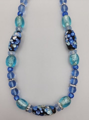 Artisan Glass Foil Beads with German Glass Beads Necklace 17 3/4″ w/o Closures