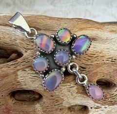 Sterling Silver Native Style SW Genuine Lab Created Balloon Opal Cloud Pendant