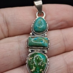 Sterling Silver Kingman Royston Sonoran Gold Turquoise Pendant Southwestern