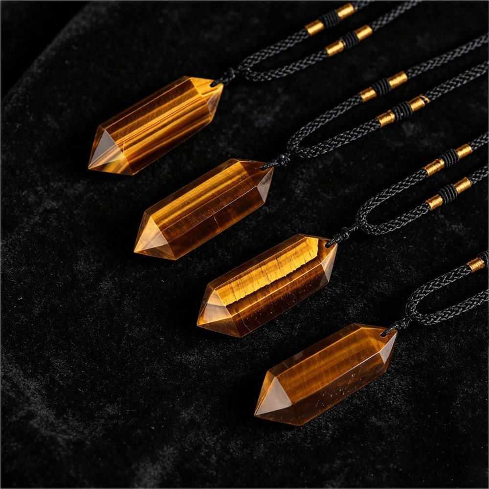 4-5cm Natural Tiger’s Eye Point Crystal Pendant Healing Reiki Amulet Necklace