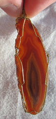 Vintage Artisan Orange & Brown Agate Slice Wire Wrap Pendant