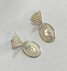 VTG Kokopelli Earrings Sterling Silver 925 Signed Rogers Pierced Drop Dangle