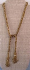 Vintage Gold Glass Seed Bead Necklace Lariat Tassel Flapper Beautiful Quality