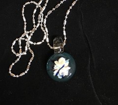 Handcrafted U.S. Artisan Made Glass Pendant w/ss bamboo Chain