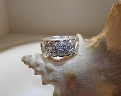 8MM BM SOLID 925 STERLING SILVER CUSTOM PERSONALIZED HAWAIIAN BLACK ENAMEL RING