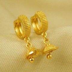 Dot Engraved Bali Earring Huggie for Women Daily Use Goldplated Fashion Jewelry
