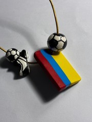 FIFA WORLD CUP 2026 FIMO FLAG BLOCK & FOOTBALL CHARMS LEATHER CORD NECKLACE