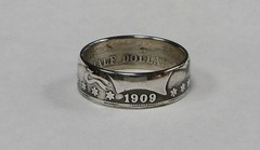 Coin ring «Handmade» from random year BARBER Silver Half Dollar sizes 9-14