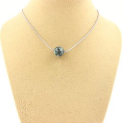 Necklace 1 Indian Agate Pearl 8 Mm. Stainless Steel Chain. Women’s Necklace