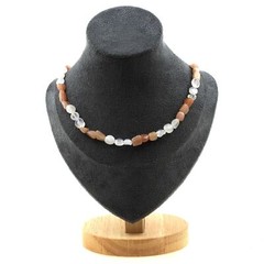 Tanzanian Sunstone Bead Necklace + Indian Moonstone Necklace
