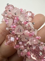 Handmade Beaded Gemstone Chip Bracelet Pink Magnetic Clasp Chunky Boho