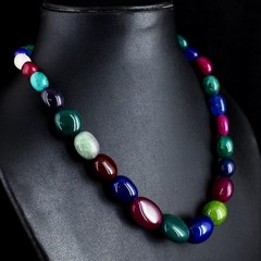 395.00 Cts Emerald & Ruby Top Grade Selling Beaded Necklace Jewelery RK 30 E716