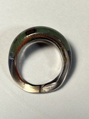 Artisan Glass Ring Made in India Size 7.5 Blue Red Green Wave