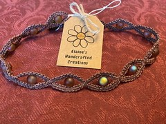 Fancy Dark Brown Hemp With Glass Beads Macramé Necklace. Handcrafted. Beautiful