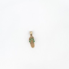 14k Yellow Gold Green Stone Flip Flop Pendant (C31030823)