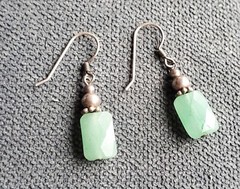 Vlntage 925 Silver Green Aventurine Earrings. Estate As Is. 1.5″