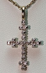 Lovely Gold Vermeil Sterling Silver Diamond Accent Cross Pendant Necklace Signed