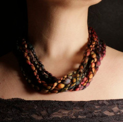 Multistrand Necklace Soft Merino Wool Scarf Neck Warmer Layered Textile Jewelry