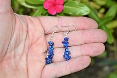 CHARGED Lapis Lazuli Designer Crystal Chip Earrings REIKI Energy! ZENERGY GEMS™