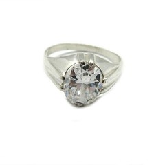 Genuine sterling silver men’s ring solid 925 with 12X10mm oval cubic zirconia