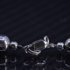 19” 8mm, vintage sterling silver 925 8mm bead handmade necklace