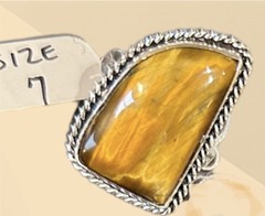 Tiger’s Eye *Fashion Ring, Sterling Silver Plated, Handmade SIZE 7 UNISEX