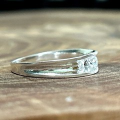925 Silver and CZ Butterfly Inset Ring SZ 5-1/4 Sterling Cubic Zirconia Diamond
