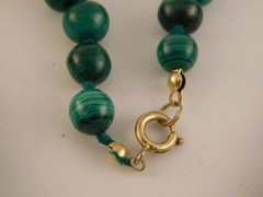 MALACHITE GRADUATED LARGE BEAD BALL NECKLACE 26″ LONG ARTISAN HANDCRAFTED 7-15MM